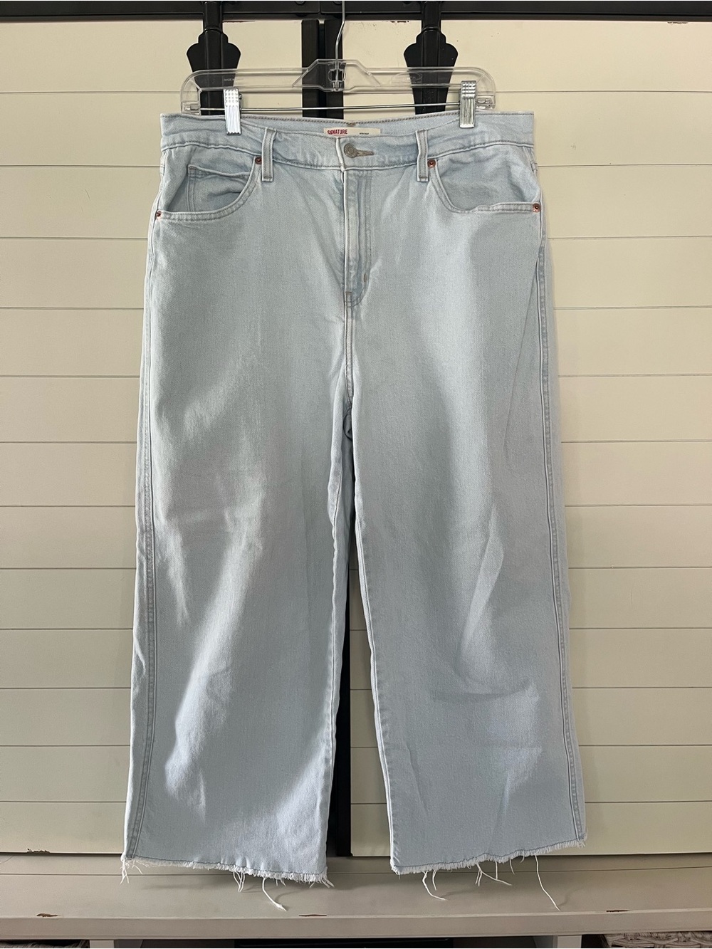 Levi Strauss High-Rise Heritage Wide Leg Jeans in Light Wash 32” Raw Hem